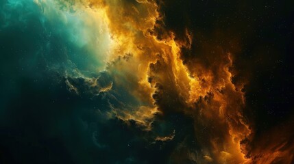 A mesmerizing galactic nebula with glowing cosmic clouds in deep space. sci-fi and astronomy visuals.