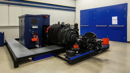 Poster - Industrial pipe cleaner machine with a high-torque motor in a maintenance room