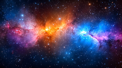 Wall Mural - Celestial Symphony: A breathtaking view of a vibrant nebula in deep space, a cosmic masterpiece ablaze with swirling colors, sparkling stars and gas clouds.