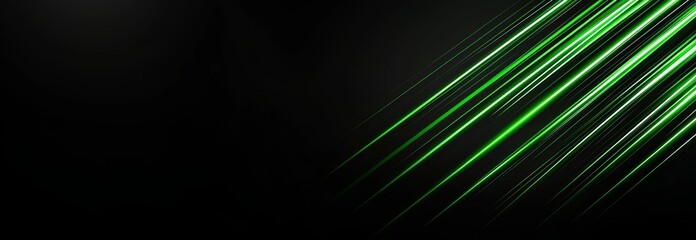 Poster - In the dark, abstract green light streaks with a motion blur effect