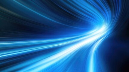 Poster - Abstract Blue Light Trails, A Dynamic Visual Symphony of Speed and Energy