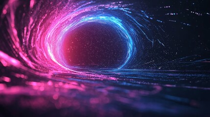 Wall Mural - Starburst background with a light-speed tunnel, representing dynamic technology in blue and green