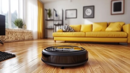 Poster - Robot vacuum cleaner with UV light disinfection, improving home hygiene