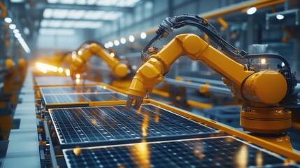 Poster - High-Tech Solar Panel Assembly, Robotic Automation in Renewable Energy Production