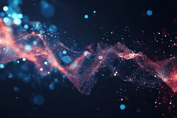 Fototapete - Colors intertwine as luminous particles dance in a cosmic tapestry during a surreal digital experience. Generative AI
