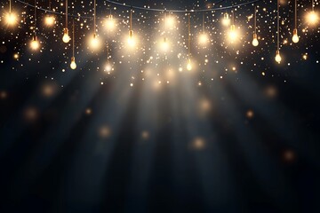 Wall Mural - a 3d illustration showcasing a gold glitter background adorned with shine and light confetti