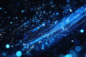 Poster - Captivating blue particles dance in a celestial space, creating a mesmerizing visual experience at twilight. Generative AI