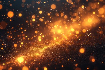 Poster - Glimmers of golden light dance through the darkness in an enchanting display of vibrant energy at night. Generative AI