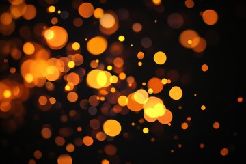 Poster - Vibrant glow of golden and orange orbs illuminating the dark background in a mesmerizing display of light and energy. Generative AI