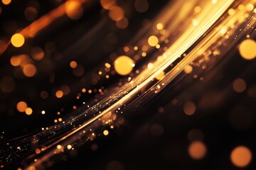 Poster - Sparkling golden waves dance through the darkness, creating a mesmerizing visual symphony of light and texture. Generative AI