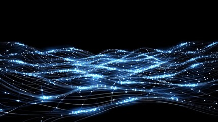 Wall Mural - In the realm of darkness, a desolate stage and a street cloaked in night smog and smoke illuminate an urban scene dotted with neon light. The dark cityscape is punctuated by a beam of light. The