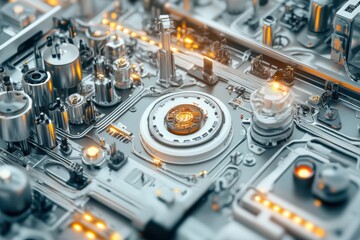 Poster - Intricate network of circuits and components illuminates a futuristic technology landscape filled with vibrant energy. Generative AI