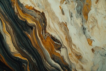 Poster - Vibrant swirls of earthy tones create a mesmerizing abstract design with hints of orange and black. Generative AI