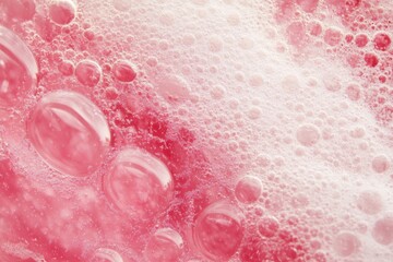 Poster - Bubbling pink liquid creates a mesmerizing texture in a vibrant and effervescent display of color. Generative AI