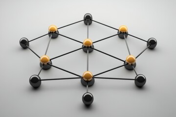 Poster - Connecting colors and shapes through a dynamic network of spheres and lines in a creative arrangement. Generative AI