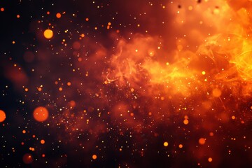 Poster - Dazzling display of fiery embers and swirling smoke illuminating the midnight sky in a captivating visual symphony. Generative AI