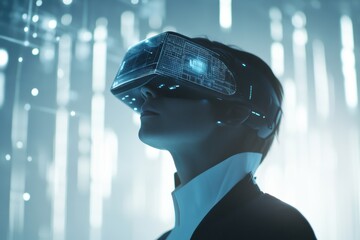 Poster - Exploring virtual realms with futuristic technology and immersive experiences in a digital landscape. Generative AI