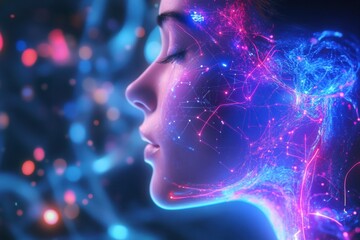 Poster - Innovative fusion of technology and human emotion in a captivating digital art piece exploring identity. Generative AI