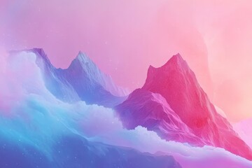 Poster - An enchanting, abstract holographic scene in a funky, colorful fantasy style