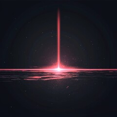 Wall Mural - Red light special effect against a black background enhanced by lens flare
