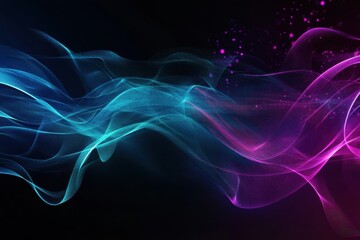 Fototapete - Colorful waves of light dance elegantly in the darkness creating a stunning visual symphony of colors and motion. Generative AI
