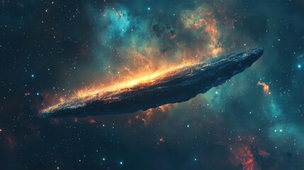 Wall Mural - A galactic leviathan made of nebula gas floats through deep space, pulsing with radiant energy