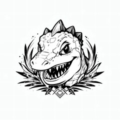 Sticker - Fierce Baby Dragon Head Illustration