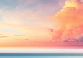 Poster - A pastel 3D hologram showcasing an iridescent room illustration where a seamless light gradient shifts between pink, yellow, and green tones