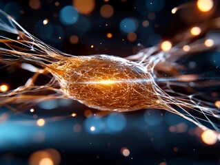 Aufkleber - Dynamic Abstract Neuron Cell Network Glow Digital Realm Graphic Illustration Futuristic Environment Close-up Perspective