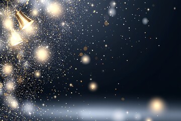 Wall Mural - The scene is an abstract layout with gold and black glitter lights, softly blurred