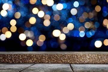 Wall Mural - Gold and black glitter lights form an abstract background, gently defocused