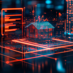 Poster - Innovative digital home design virtual environment 3d rendering futuristic concept technology insight