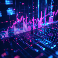 Poster - Analyzing financial data trends digital landscape infographic visualization tech environment abstract viewpoint