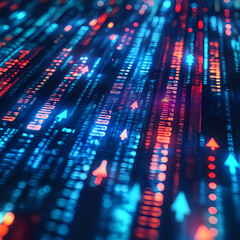 Fototapete - Data flow visualization digital space abstract design cyber environment close-up view technology concept