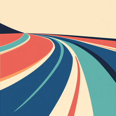 Poster - Dynamic curved lines representing movement abstract art colorful composition modern design aerial view visual flow
