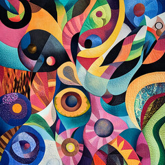 Poster - Vibrant abstract art showcase art gallery digital artwork colorful environment close-up view modern aesthetics