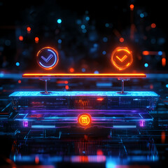 Poster - Digital balance visualization futuristic environment graphic art neon colors abstract viewpoint technology concept