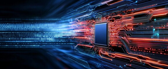 Poster - The fusion of stock (AI), machine learning, modern computer technologies, business, technology, internet, and network concepts
