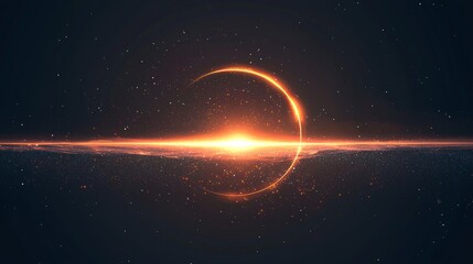 Wall Mural - The abstract sun burst emits light with a digital lens flare