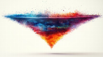 Poster - Abstract triangle created with vibrant colored paints blending together in a unique artistic design