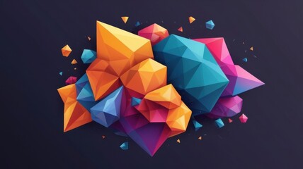 Aufkleber - Abstract multicolored geometric shapes on a dark background art