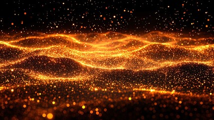 Poster - Starry night sky with a brilliant yellow light illuminating the darkness of the universe