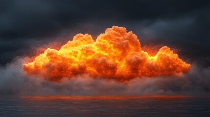 Poster - Dramatic explosion of fire creating a fiery display of energy and power against a dark background