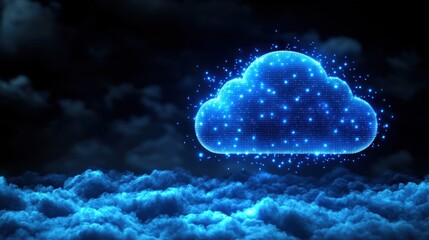 Poster - Unique cloud featuring a glowing blue star in the center creating a celestial visual delight