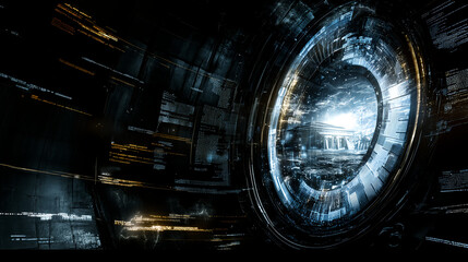 Poster - Exploring futuristic technology concepts in a high-tech environment digital art abstract view sci-fi imagery