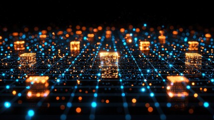 Poster - A high-tech computer keyboard vibrantly lit with multicolored lights creating a stunning visual effect