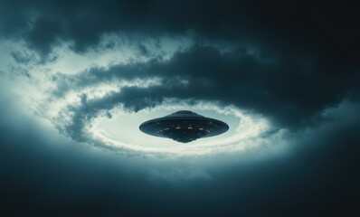 Poster - Mysterious UFO in stormy sky