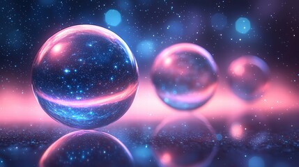 Poster - Sphere with a pink and blue background creating a vivid and engaging visual focus in space