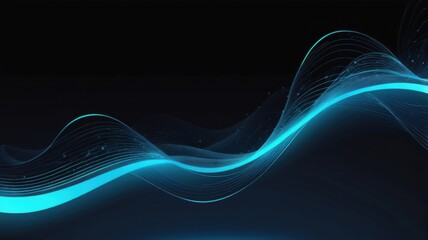 Aufkleber - Elegant abstract background with glowing blue wavy lines, perfect for technology or futuristic themed design
