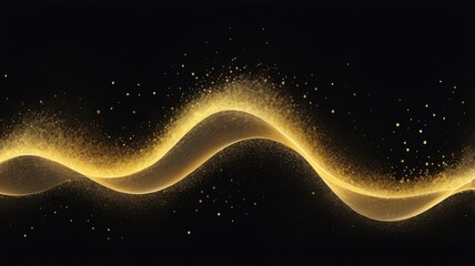 Aufkleber - Elegant golden wave on dark background with sparkling glitter effect